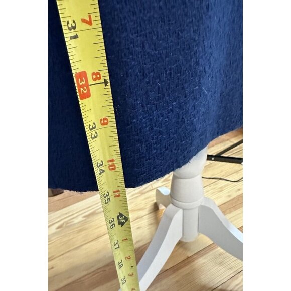 Dress Blue Midi Sheath Fitted Knit Cowl Long Sleeve Theatre Actress Doris Day - Picture 11 of 14